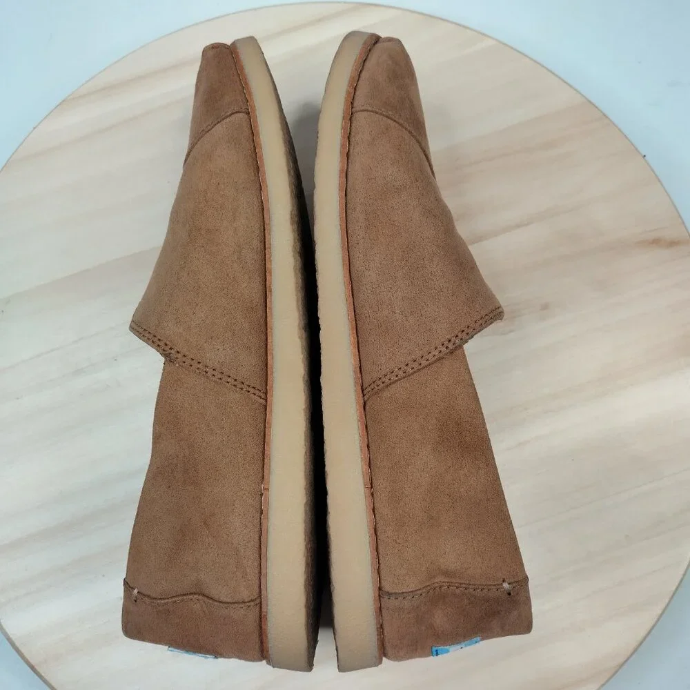 Toms Alpargata Crepe Toffee Tan Microfiber Slip-on Flats Women US 7.5